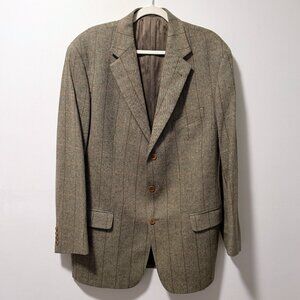 Italian Wool Herringbone Blazer 46L - Gray Red Windowpane Sport Coat Lubiam